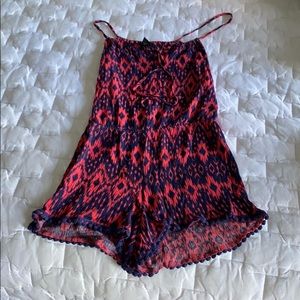 Navy and coral romper